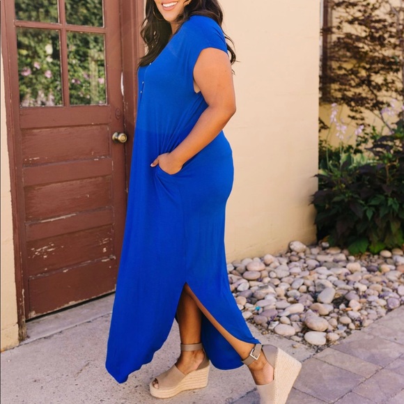 Chillax Summer Maxi Dress In Royal Blue - Picture 4 of 8